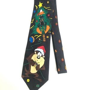 1995 Looney Tunes Mania Christmas TAZ/ Daffy Men’s Tie Necktie Holiday